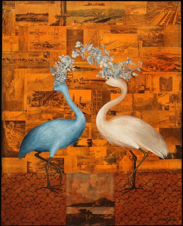 Courting, Oil on Canvas with Collage, Private Collection, Sonoma, CA