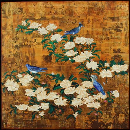 Water Lillies, Oil on Canvas with Collage