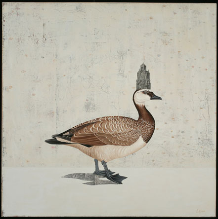 Arctic Goose, Oil on Canvas/Collage