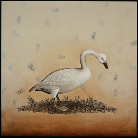 Whopper Swan, Oil on Canvas with Collage