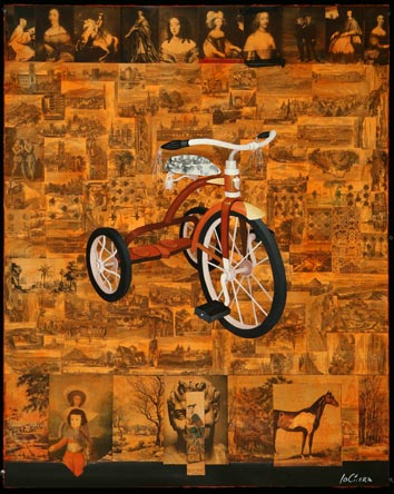 History Bike, Oil on Paper with Collage