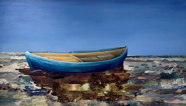 Low Tide, Oil on Canvas with Collage, 34” x 60”  Private Collection, Seattle WA